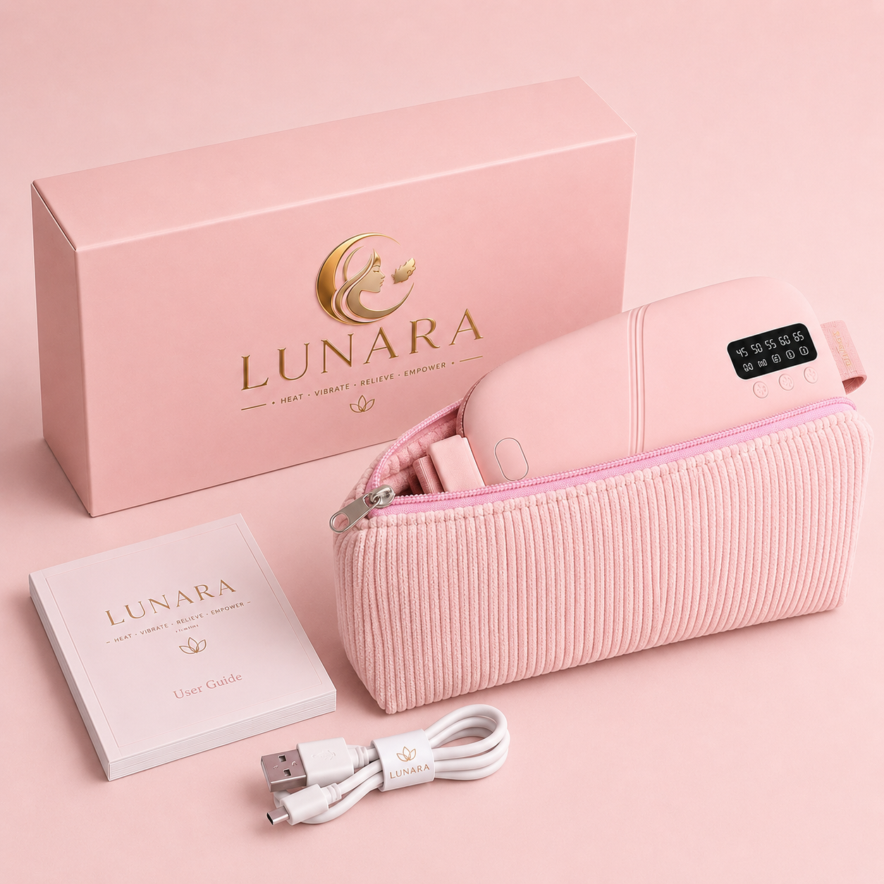 Lunara Aura™| Premium Rechargeable Heat & Massage Belt
