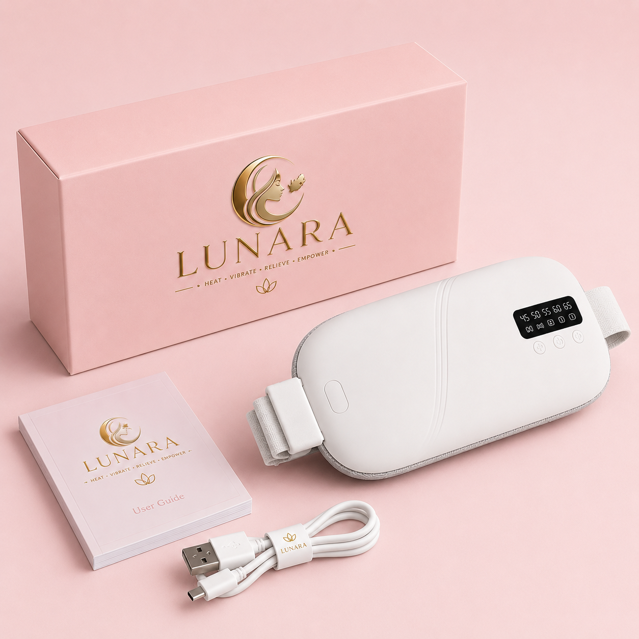 Lunara Aura™| Premium Rechargeable Heat & Massage Belt
